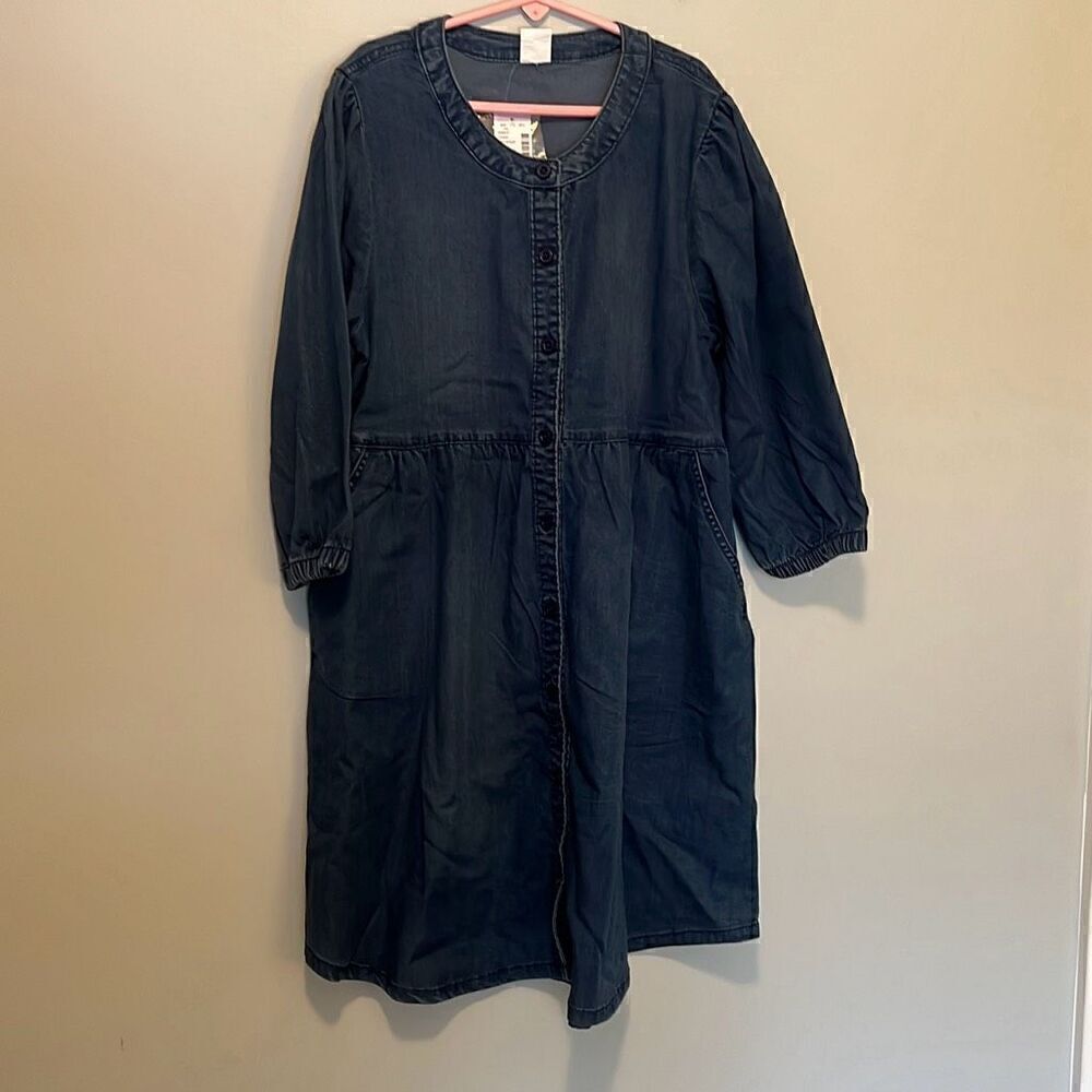 Evsie By Maurices Blue Button Front Balloon Sleeve Denim Dress Size Large NWT